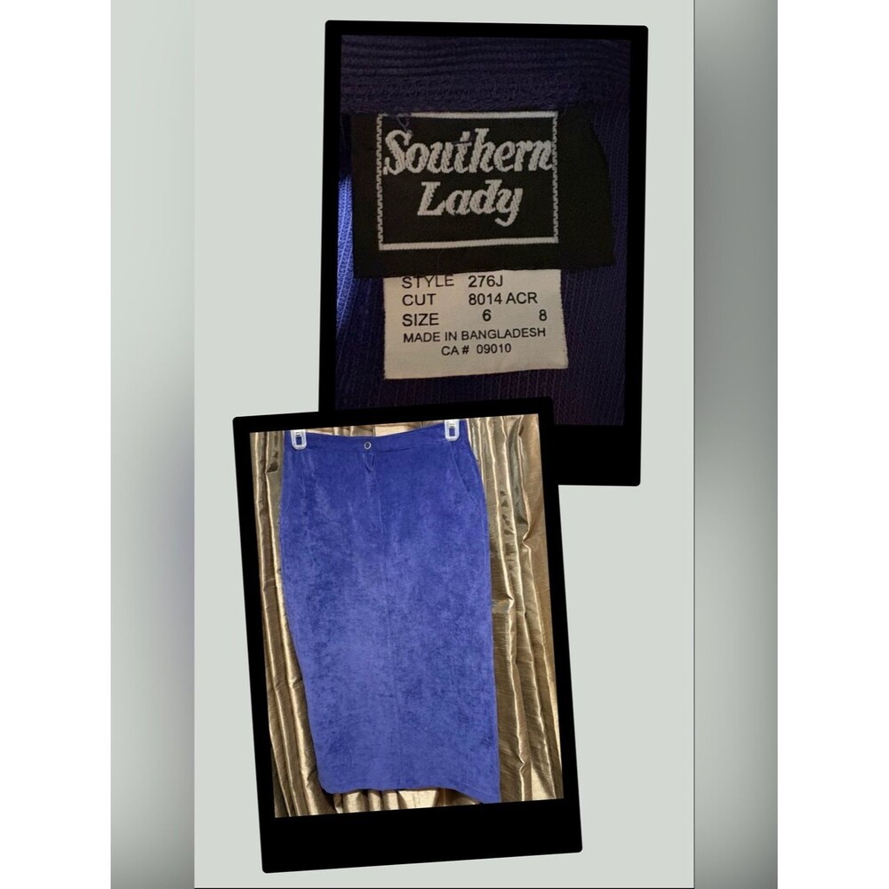 VTG Southern Lady Vibrant Blue Corduroy Pencil Skirt #1957